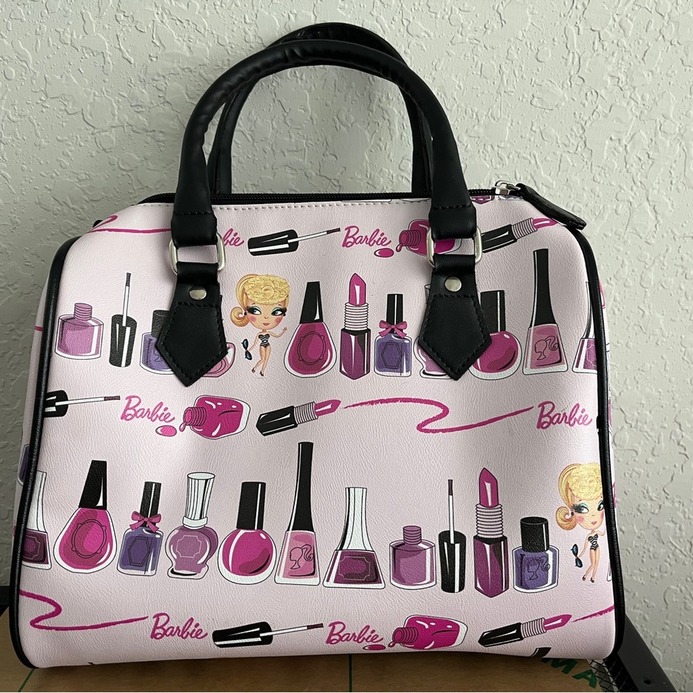 Barbie Pink and Black Cosmetic Print Satchel